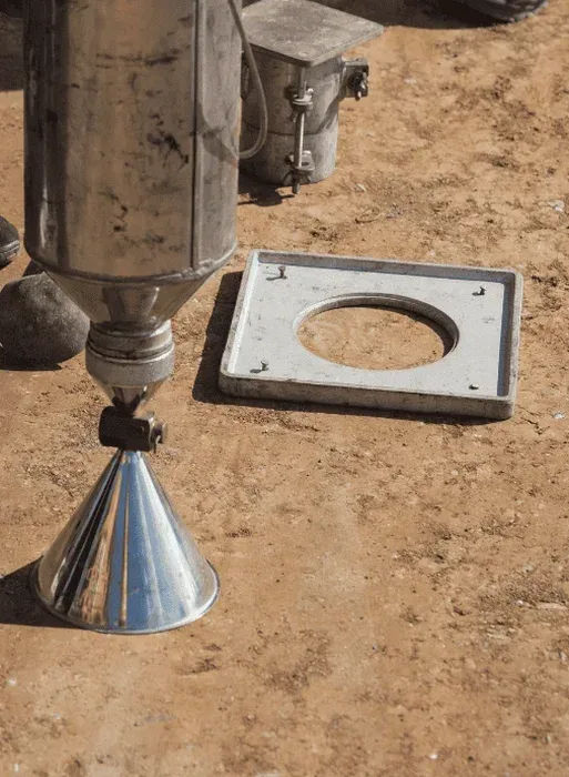 Essai de densité in situ au cône de sable à Charleville-Mézières